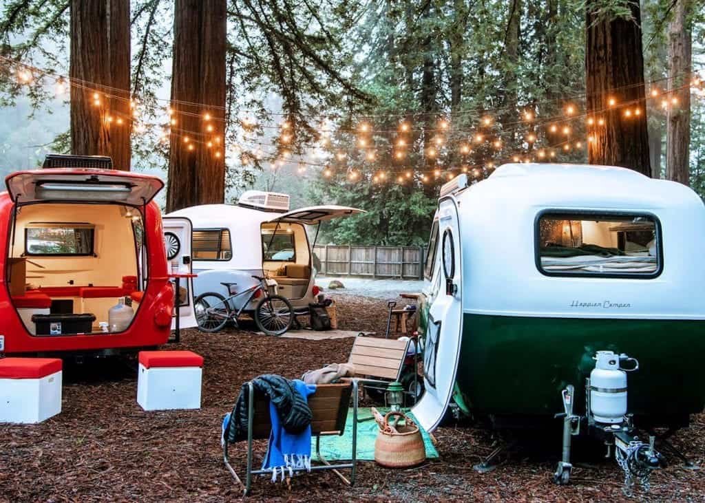 camper vans at campsite