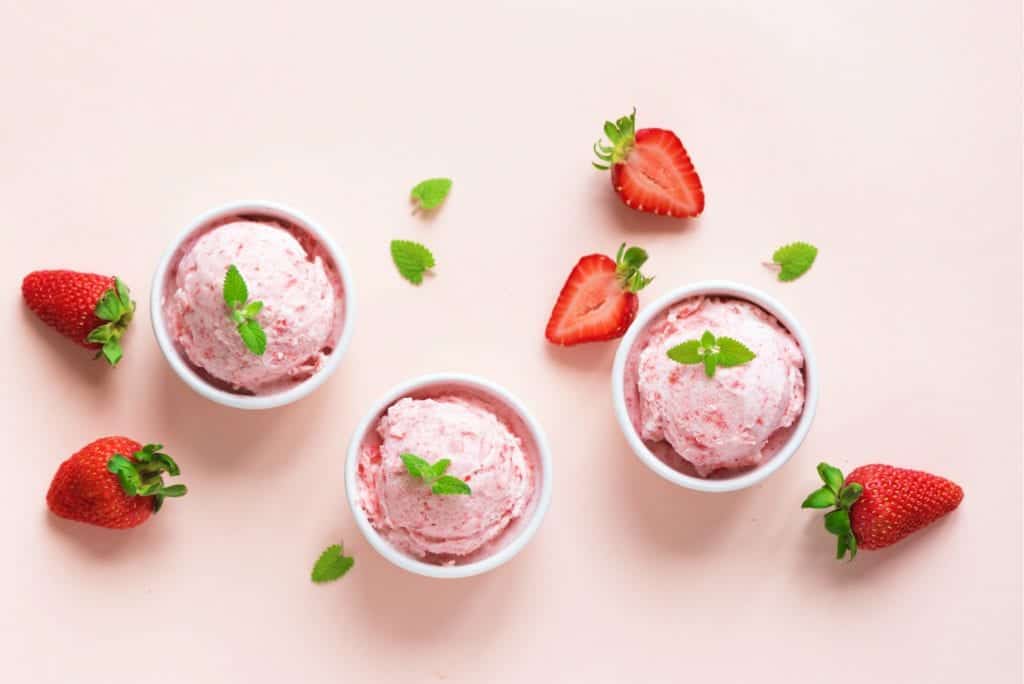 cups of strawberry ice cream