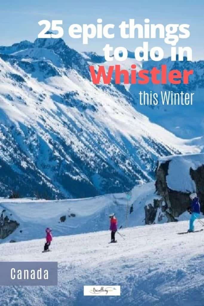 skiers on slopes of whistler in winter