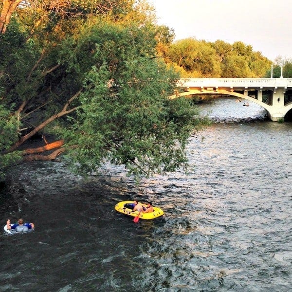 people floating on river in raft in boise