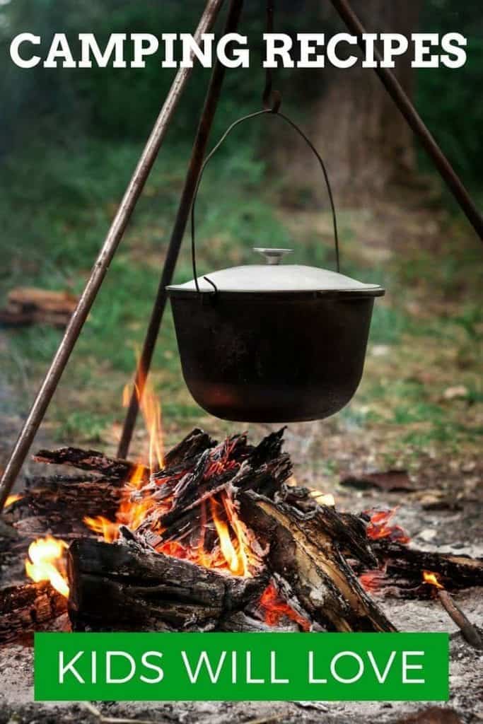 black pot hanging over campfire recipes for camping