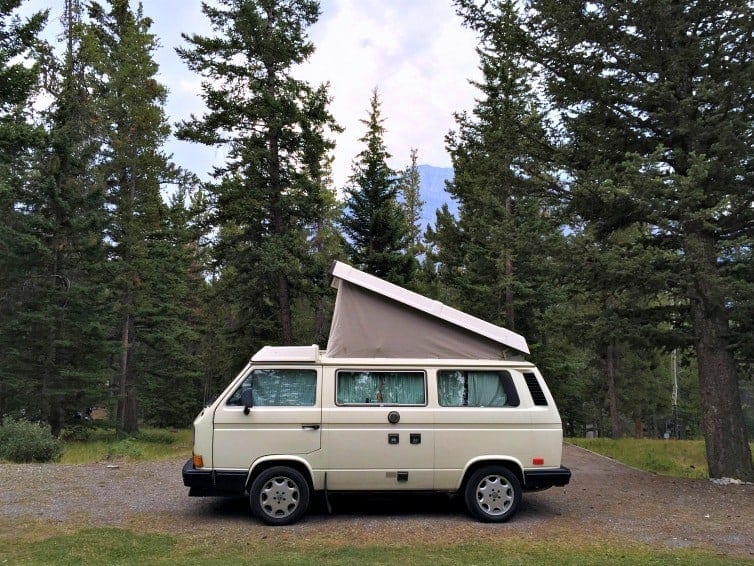 camper van in banff national park