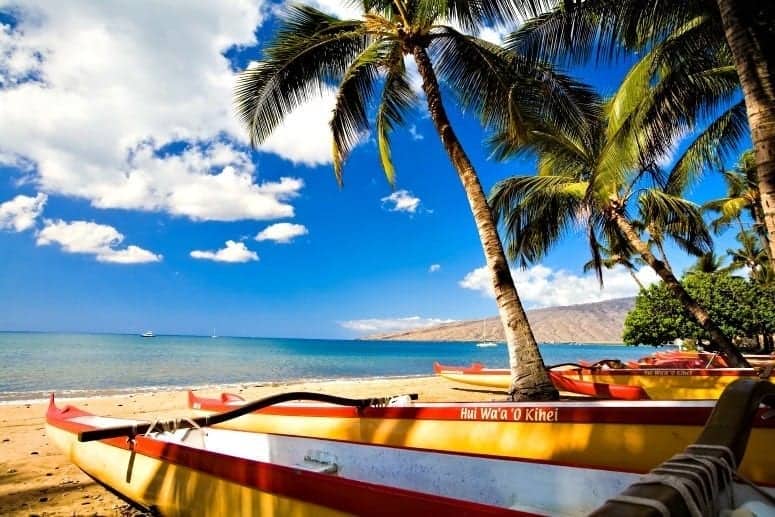 Kihei Beach outrigger canoes in Maui