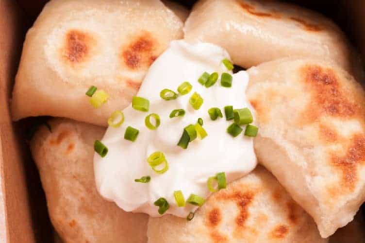 perogies with sour cream at baba's pirogies