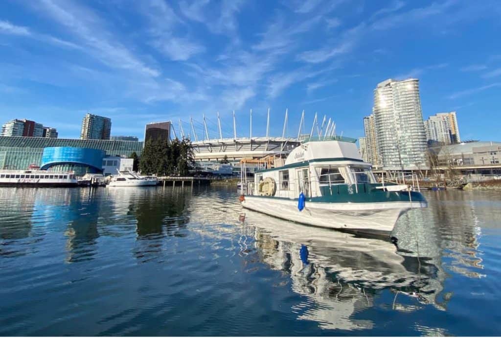 floating airbnb boat in false creek in vancouver