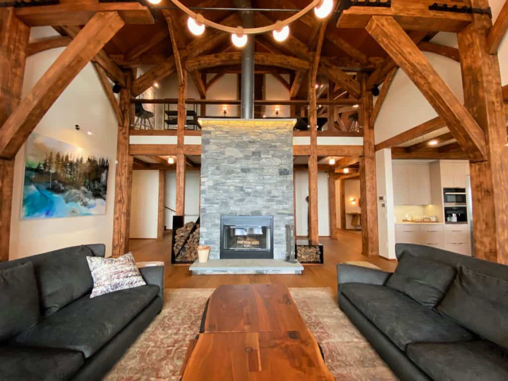 living room of flying moose chalet revelstoke